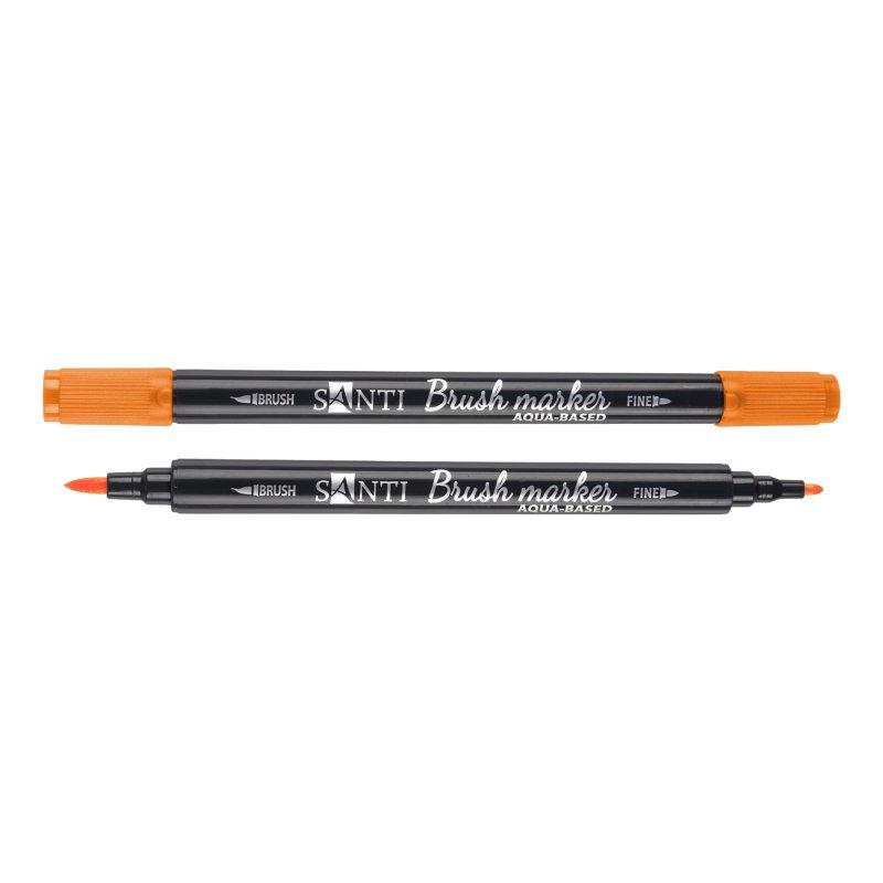 Маркер акварельний SANTI "Brush Marker" SWB-04 помаранчевий двосторонній 391060