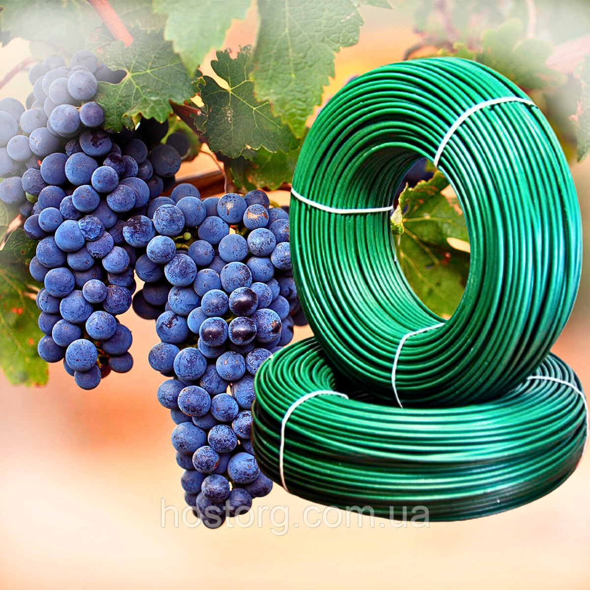 Дріт шпалерний у ПВХ покритті 1.6 / 2.5 мм 100 м для виноградної лози (виробництво Польща)
