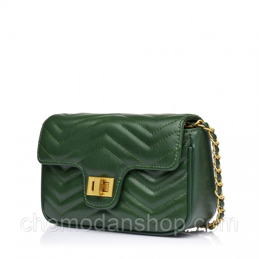 Сумка жіноча з натуральної шкіри BAGS4LIFE 3309-1 зелена