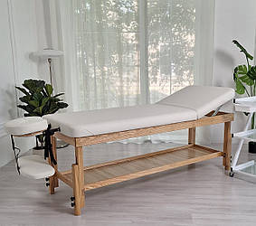 Стаціонарний масажний стіл SPA з дерев'яним буковим каркасом масажна кушетка КР-10 NEW