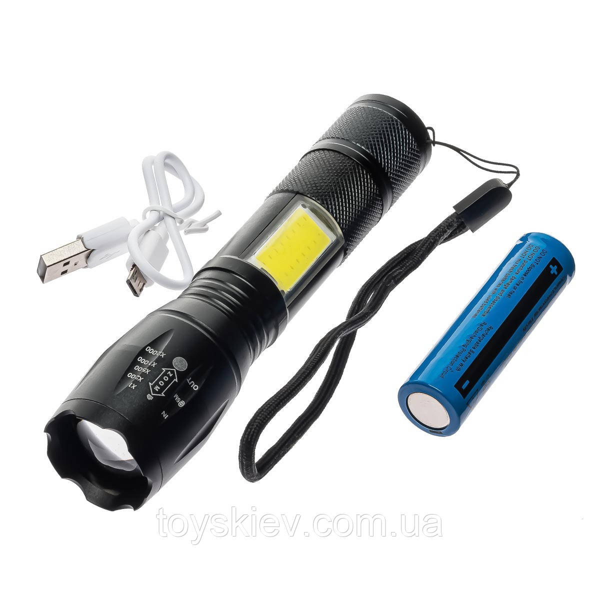 Ліхтар ручний Police WD234/Li-ion 18650 / 1× T6/Бічна підсвітка/microUSB, фото 1