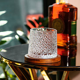 Склянка, що обертається, дзига для віскі 300 мл келих для віскі рокс, що крутиться з дерев'яною підставкою