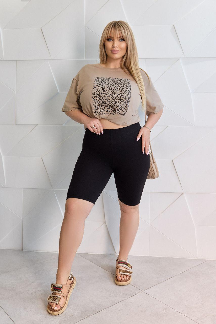 Жіночі чорні велосипедки до колін великого розміру plussize 48-62 кулір 95% бавовна висока посадка