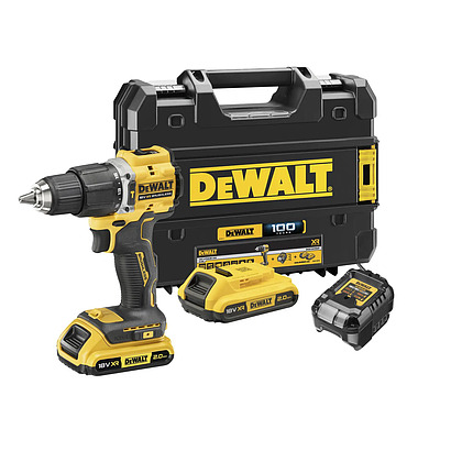 Дриль-шурупокрут акумуляторний безщітковий ударний 100 YEARS DeWALT DCD100YD2T : з АКБ 2шт-18V 2.0 Ah, фото 1
