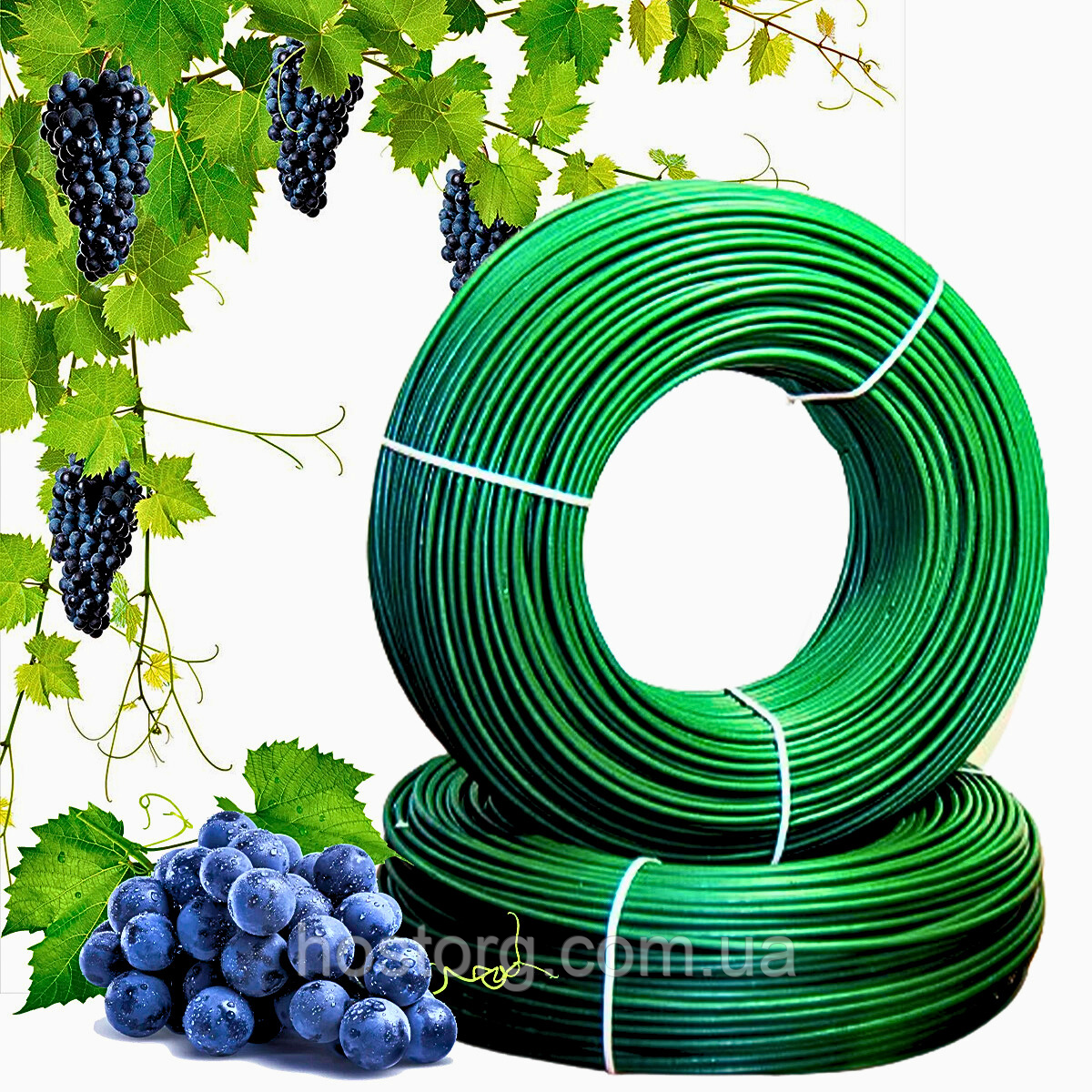 Шпалерний Преміум дріт із зеленим ПВХ покриттям для винограду 1.6 / 2.5 мм (Польща)