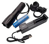 Ліхтар ручний акумуляторний Police BL-1831 T6 1x18650 з велокріпленням Black (7_00970), фото 2