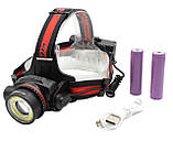 Налобний ліхтарик X-Balog WD110 T6+COB акумуляторний 2x18650 Black (7_00979), фото 3