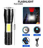 Ліхтар ручний акумуляторний RIAS C609 T6+COB Zoom Li-ion microUSB Black (3_05193), фото 3