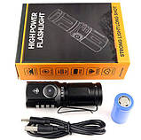 Ліхтар ручний акумуляторний RIAS 536 3xLED 1х16340A з магнітом Type-C Black (3_05201), фото 5