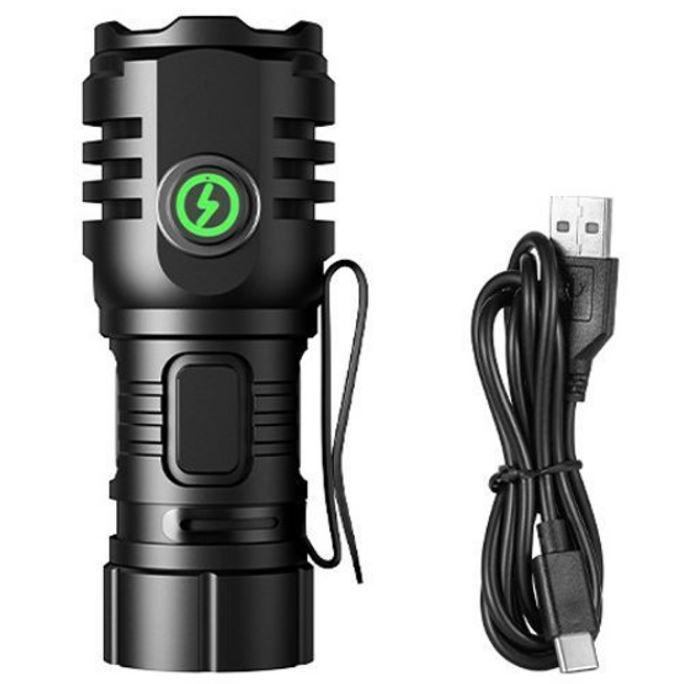 Ліхтар ручний акумуляторний RIAS F40 4xXPG Zoom 1х16340A з магнітом та чохлом Type-C Black (3_05205)
