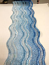 Мереживо шовкове блакитне витончене 8 см із переходом кольору вишивка по сітці, сток Англія  