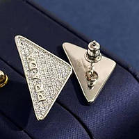 Сережки Прада в посрібнінні з розсипом цирконію з логотипом