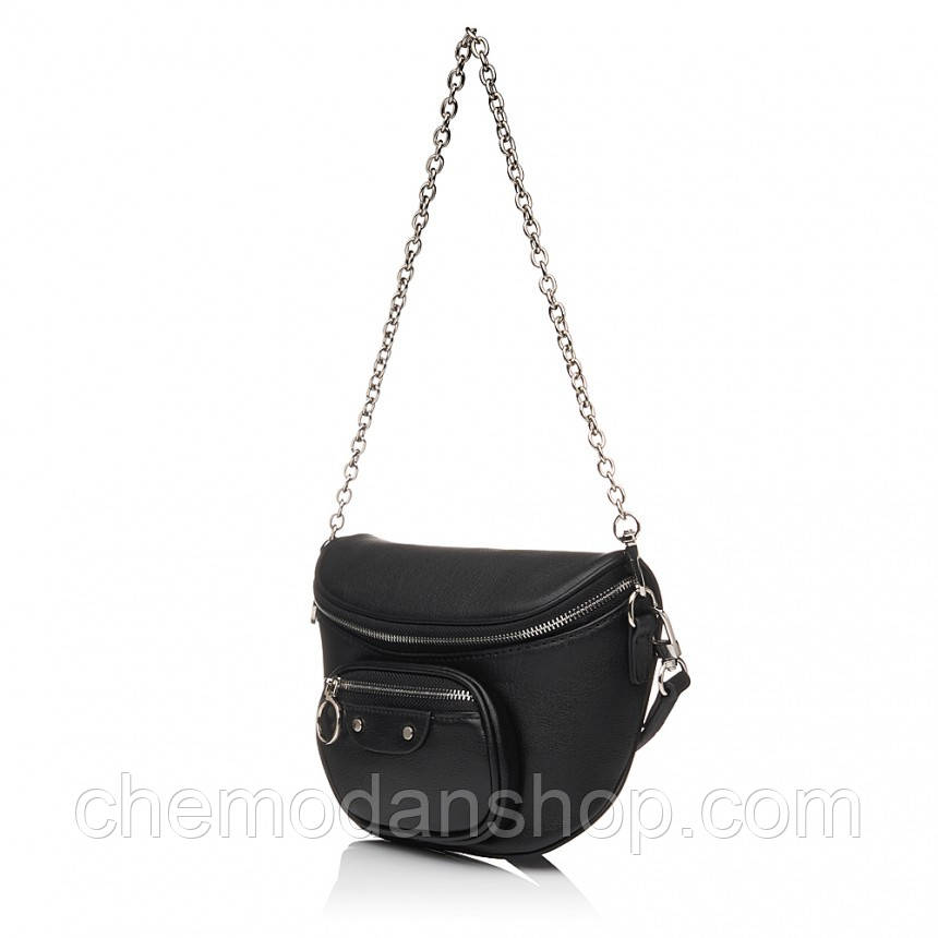 Сумка-бананка жіноча з натуральної шкіри чорна BAGS4LIFE 850