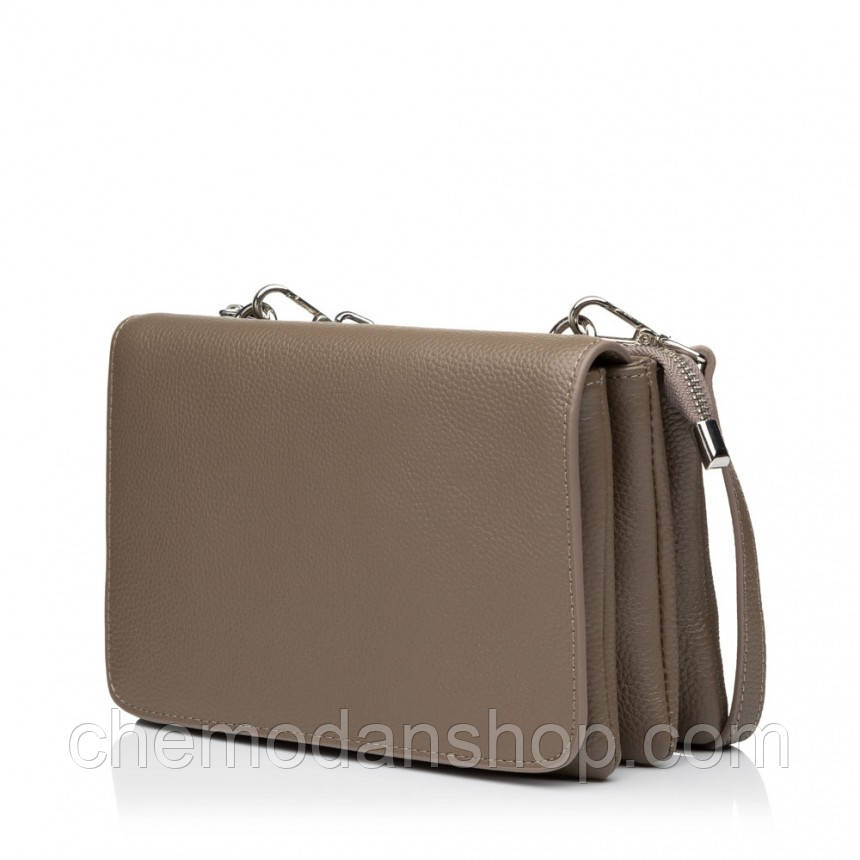 Сумка-клатч жіноча з натуральної шкіри сіра BAGS4LIFE 8528