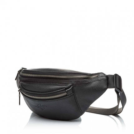 Сумка бананка чоловіча з натуральної шкіри чорна BAGS4LIFE MAN 6298, фото 1