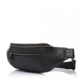 Сумка бананка чоловіча з натуральної шкіри чорна BAGS4LIFE MAN 6591