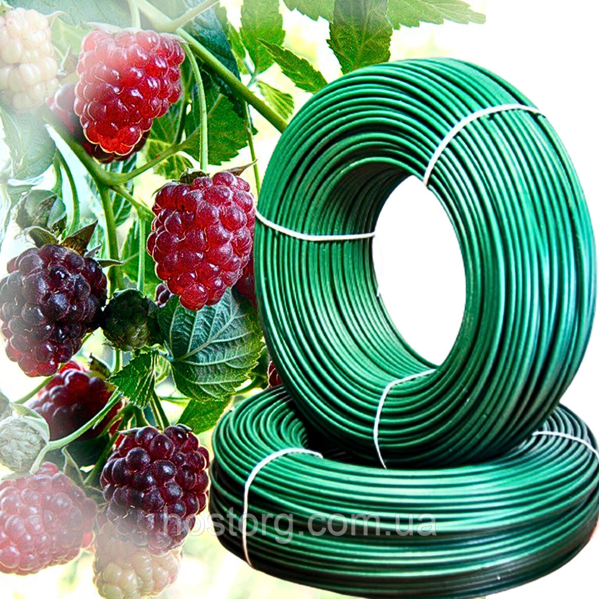 Дріт шпалерний у ПВХ оболонці 1.6 / 2.5 мм 100 м для малини та ожини (виробництво Польща)
