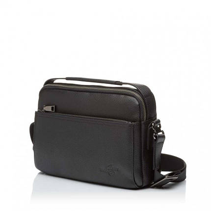 Сумка месенджер для чоловіків шкіряна чорна BAGS4LIFE MAN 6458, фото 1