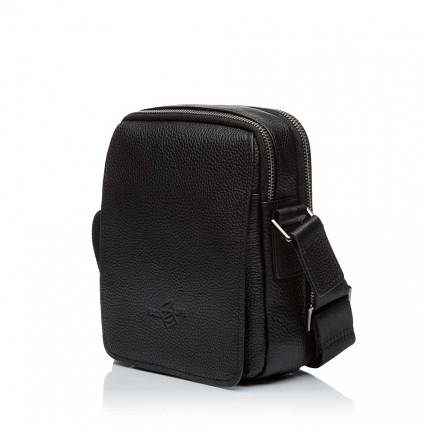 Сумка-барсетка чоловіча з натуральної шкіри чорна BAGS4LIFE MAN 6266, фото 1