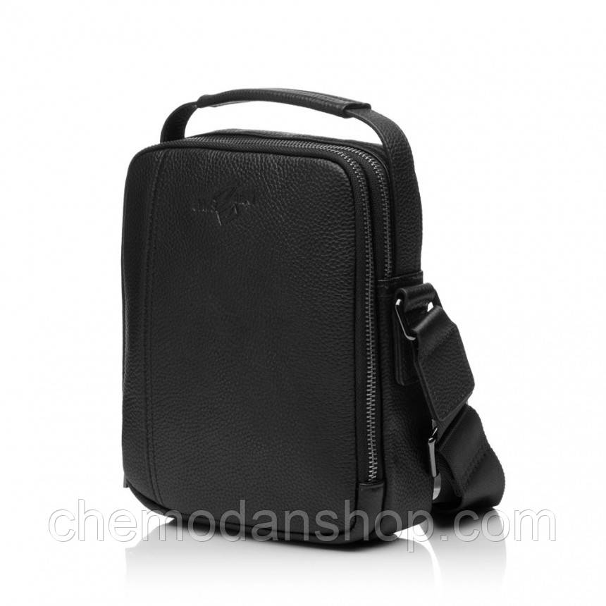 Сумка-барсетка чоловіча з натуральної шкіри чорна BAGS4LIFE MAN 6312A