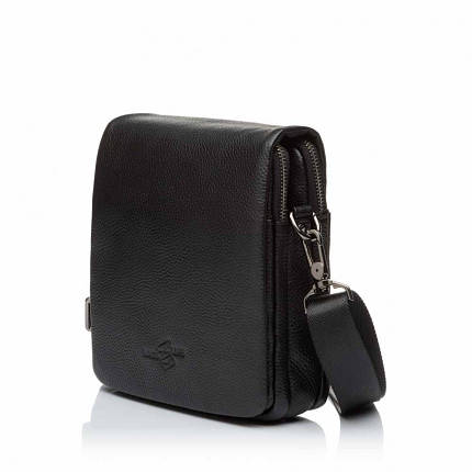 Сумка-барсетка чоловіча з натуральної шкіри чорна BAGS4LIFE MAN 6382, фото 1
