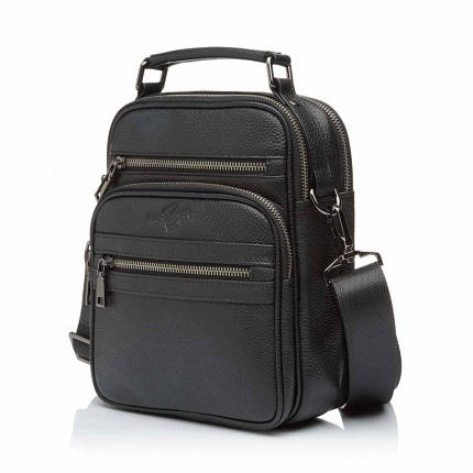 Сумка-барсетка чоловіча з натуральної шкіри чорна BAGS4LIFE MAN 6439, фото 1