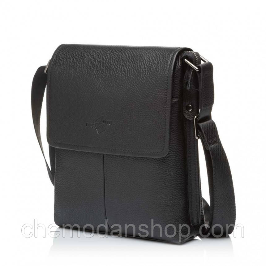 Сумка-барсетка чоловіча з натуральної шкіри чорна BAGS4LIFE MAN 9079 маленька
