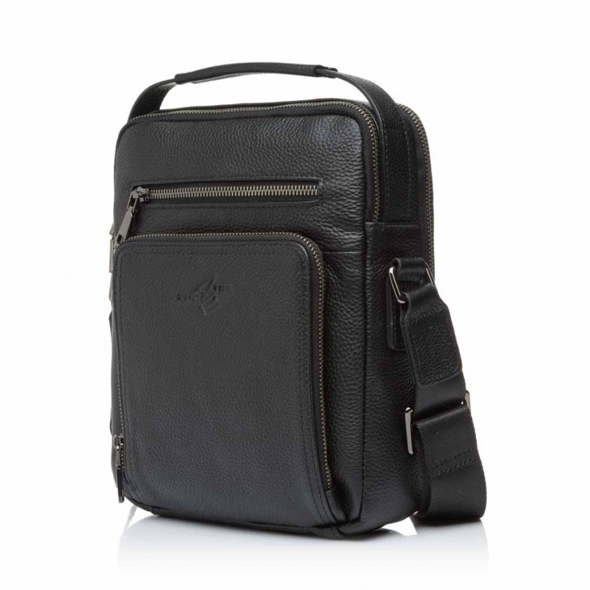 Сумка-барсетка чоловіча з натуральної шкіри чорна BAGS4LIFE MAN 9729