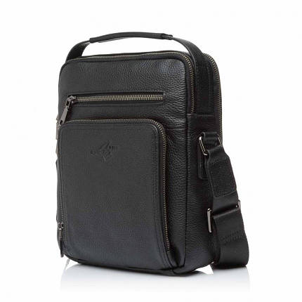Сумка-барсетка чоловіча з натуральної шкіри чорна BAGS4LIFE MAN 9729, фото 1