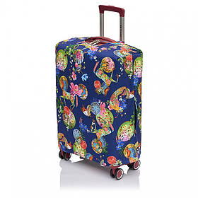 Чохол для малої валізи тканинний синій Vito Torelli квіти та тварини