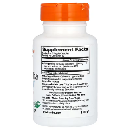 Best Ashwagandha 125 mg Doctor's s Best 60 Caps, фото 3