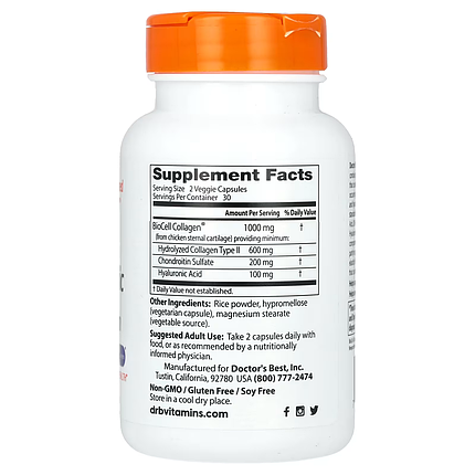 Doctor's s Best Hyaluronic Acid+Chondroitin Sulfate caps 60, фото 2