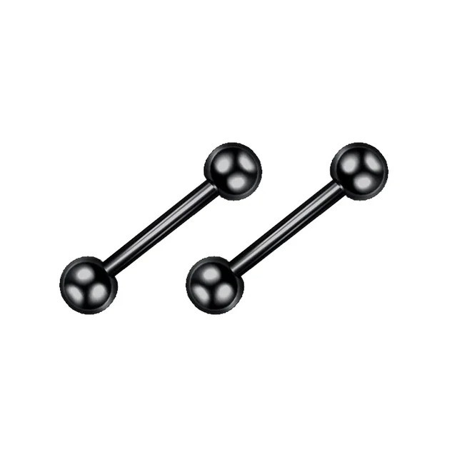 Жіночі чоловічі чорні сережки гвоздики кульки з двох сторін з нержавіючої сталі в гот панк стилі 4 мм, фото 1