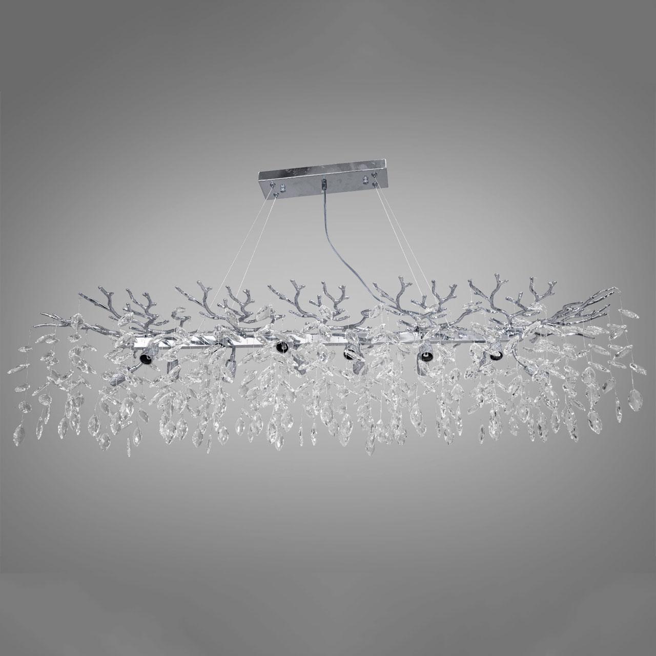 Сучасна кришталева люстра Гліцинія на 14 ламп G9 колір каркасу хром D-719-L1200CH, фото 1