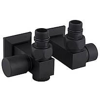 Набір Кран вентильний кутовий з американкою SOLOMON LUX 1/2″CUBE BLACK 8888_ТЕН (1уп)
