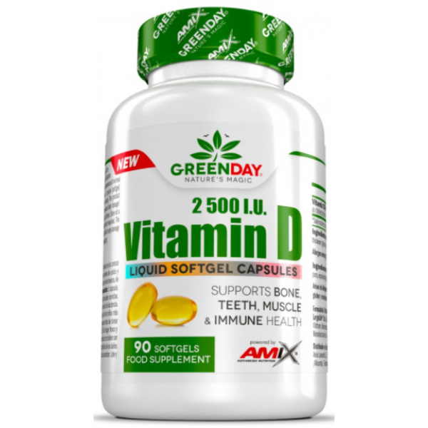 Вітамін Д3 AMIX GREENDAY VITAMIN D3 2500I.U  90 капсул, фото 1