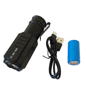 Ліхтар PL-302-3LED 1x18350 індикація заряду Type-C Box zooom Box, фото 1