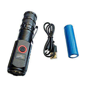 Ліхтар PL-301-3LED 1x18650 індикація заряду Type-C Box zooom Box, фото 1