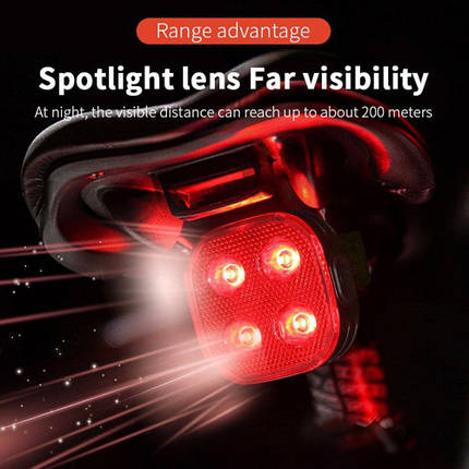 Велоліхтар FY-328S-4LED (red) з автоматичною системою START/STOP, waterproof, Li-Ion акумулятор, ЗП Type-C, фото 1