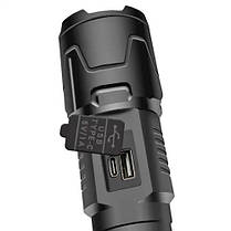 Ліхтар PLD-2301 WHITE LASER LED PM30-TG 1х18650/1х26650/3xAAA power bank індикація заряду ЗУ Type-C zoom, фото 4