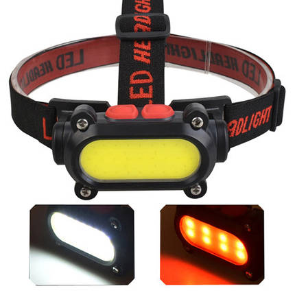 Ліхтар налобний BL-209-COB white+red Li-Ion акумулятор. Waterproof ЗУ Type-C, фото 1