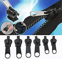 Знімні застібки на блискавку, набір бігунків 6 шт. Чорний