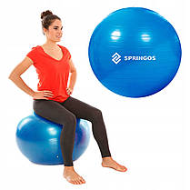 М'яч для фітнесу (фітбол) Springos 85 см Anti-Burst FB0009 Blue, фото 3