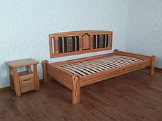 Оригінальне односпальне дерев'яне ліжко безголов'я "Афіна Преміум" від виробника