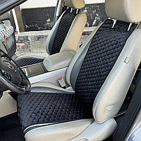 Накидка на переднє сидіння автомобіля з алькантари Lux Великі чорні стільники Стандарт 1 передня