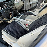 Накидка на переднє сидіння автомобіля з алькантари Lux Великі чорні стільники Стандарт 1 передня, фото 2