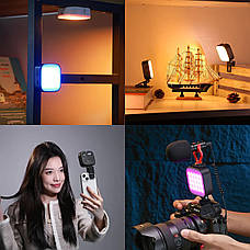 Накамерне світло для телефона прищіпка магніт 2500-9000К 60 LED CRI 95 Ulanzi U60 RGB, фото 3