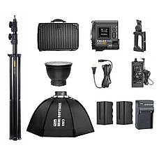 Постійне світло 120 Вт комплект стійка софтбокс акумулятори Yongnuo YNLUX100 PRO Full Kit, фото 2