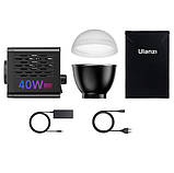 Світло постійне COB RGB портативне з акумулятором CRI 95+ HSI 360 40 Вт 2500-6500 К Ulanzi L024, фото 5