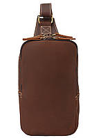 Чоловічий шкіряний коричневий рюкзак через плече Buffalo Bags